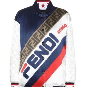 Fendi x Fila Collaboration Silk Jacket Unisex Reversible Large